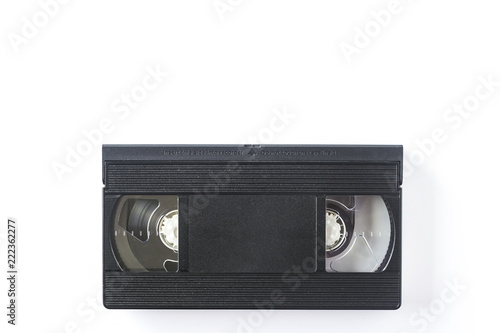 Videocassette isolated on white background. View from above.