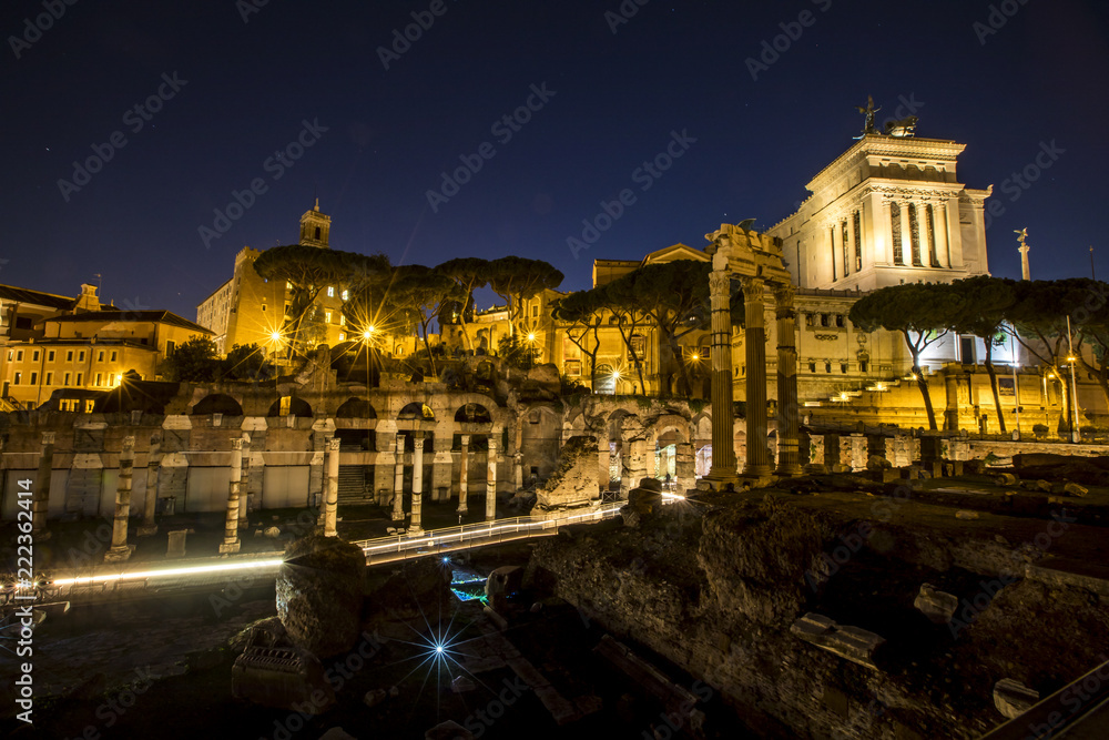 Forum Romana in Rome Italy by night