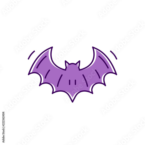 Bat icon, Colorful flat Halloween bat symbols. Thin line art design, Vector outline illustration