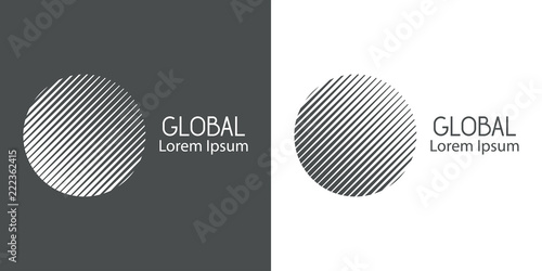 Logotipo global espacio negativo en gris y blanco