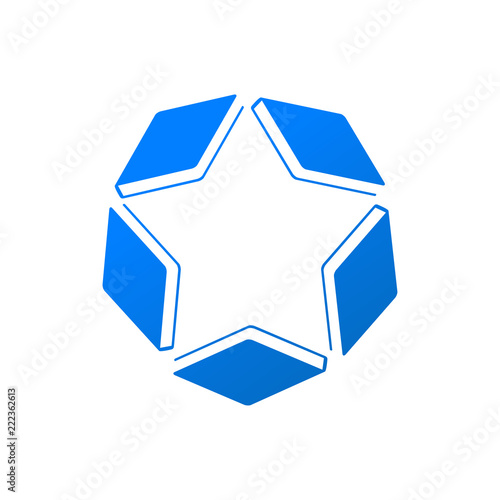 Logotipo libros en estrella en color azul