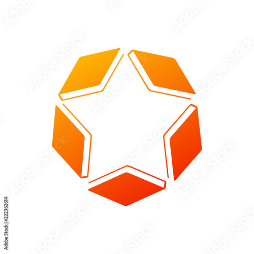 Logotipo libros en estrella en color naranja