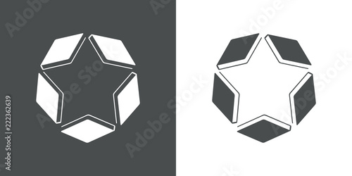 Logotipo libros en estrella en gris y blanco