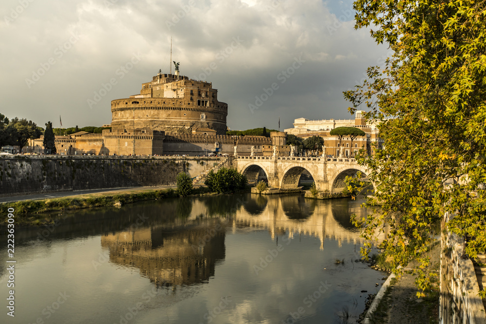 Angels bridge and castle in Rome Italy