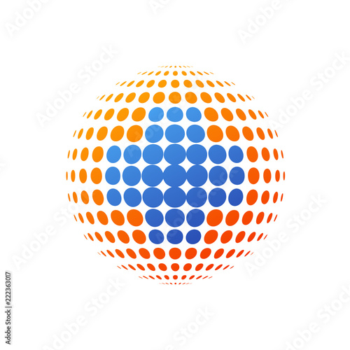 Logotipo sanidad global con cruz en circulos azul y naranja