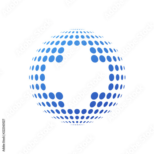 Logotipo sanidad global con cruz espacio negativo en circulos azul