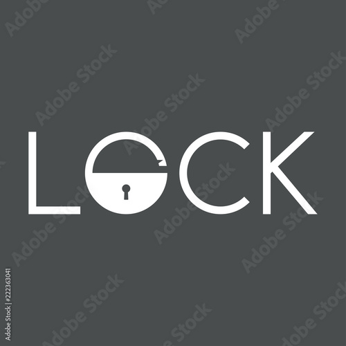 Tipografia LOCK con candado en color blanco