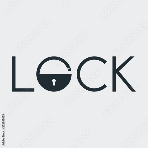 Tipografia LOCK con candado en fondo gris