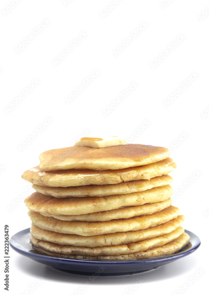Stack of Freshly Made American Style Pancakes with Metling Butter Stack of Freshly Made American Style Pancakes with Metling Butter