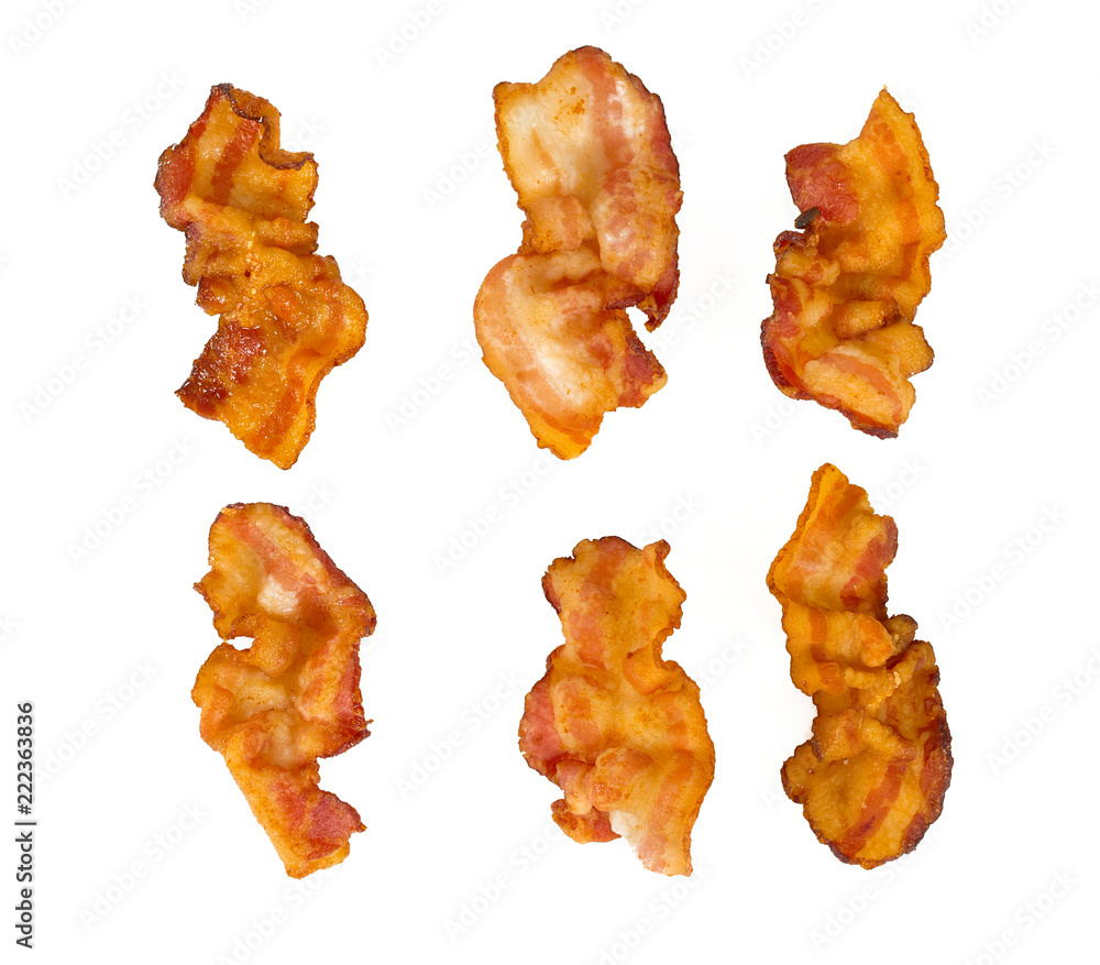 fried bacon isolated on white fried bacon isolated on white