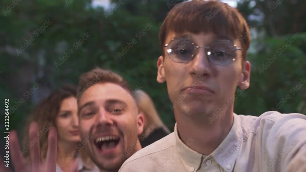 Young people have a party at open air Young people have a party at open air