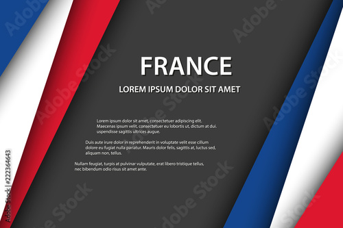 Modern vector background with French colors and grey free space for your text, overlayed sheets of paper in the look of the French flag, Made in France