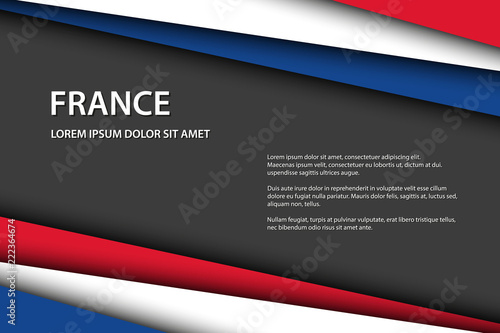 Modern background with French colors and grey free space for your text, Made in France, vector overlayed sheets of paper in the look of the French flag