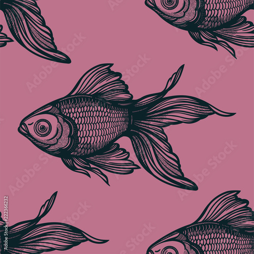 Seamless pattern with goldfish.