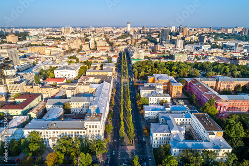 Aerial view of Taras Shevchenko Boulevard in Kiev, Ukraine