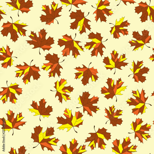 Autumn background. Seamless pattern with maple leaves. Vector illustration