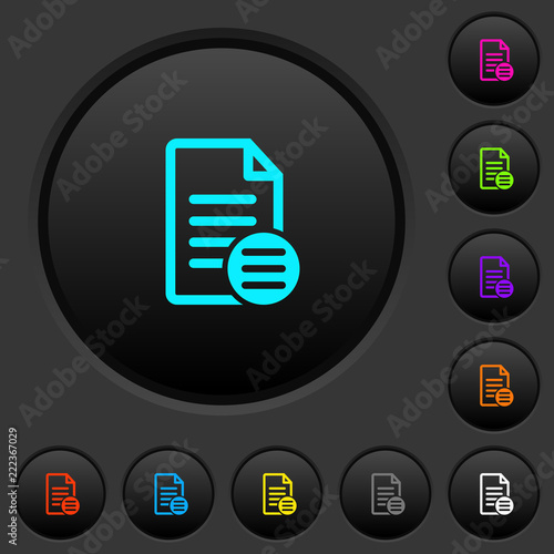 Document options dark push buttons with color icons