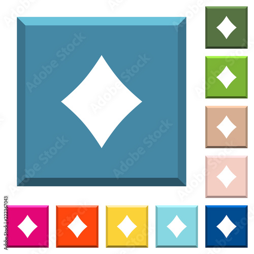 Diamond card symbol white icons on edged square buttons