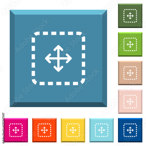 Drag object white icons on edged square buttons