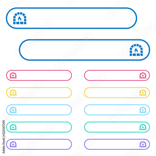 Stone oven icons in rounded color menu buttons