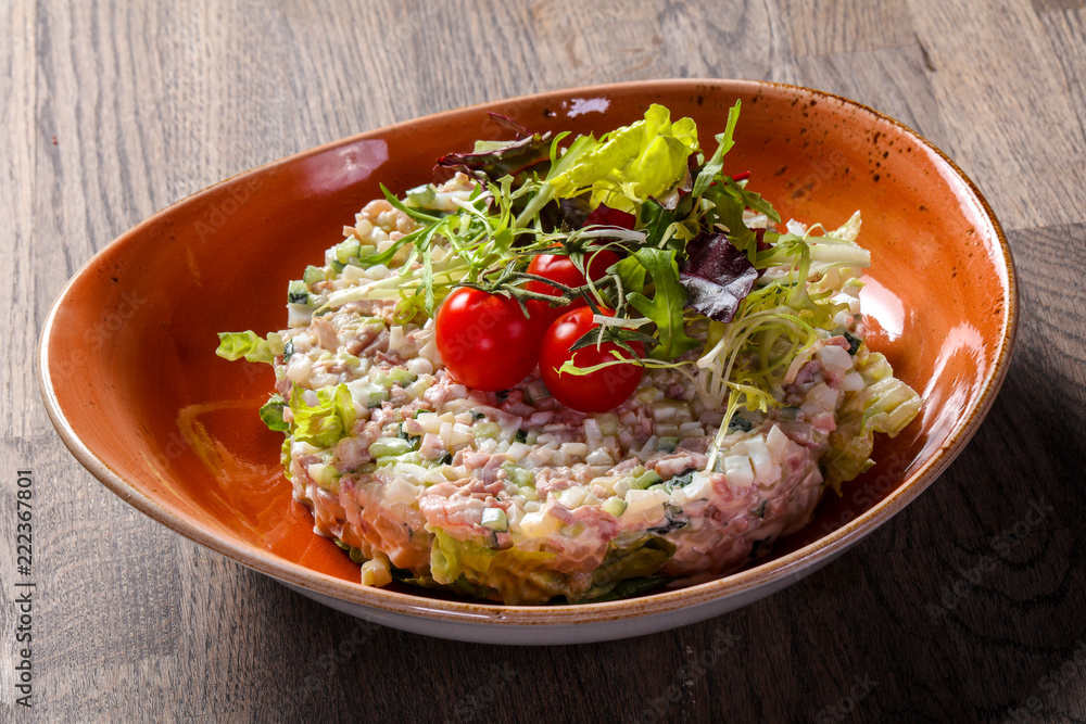 Salad with prawns and salmon Salad with prawns and salmon