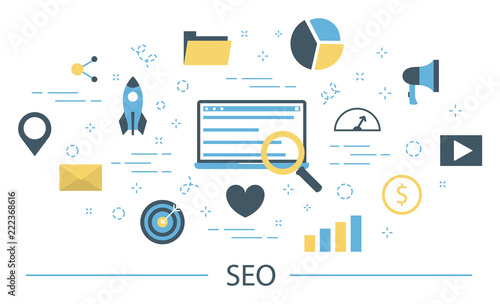 SEO or search engine optimization concept illustration