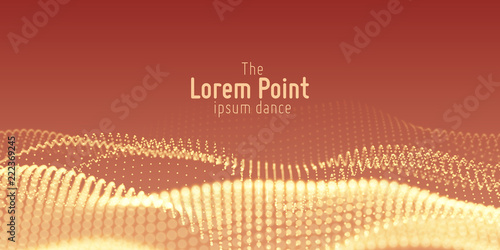 Vector abstract particle wave, points array with shallow depth of field. Futuristic illustration. Technology digital splash or explosion of data points. Pont dance waveform. Cyber UI, HUD element.