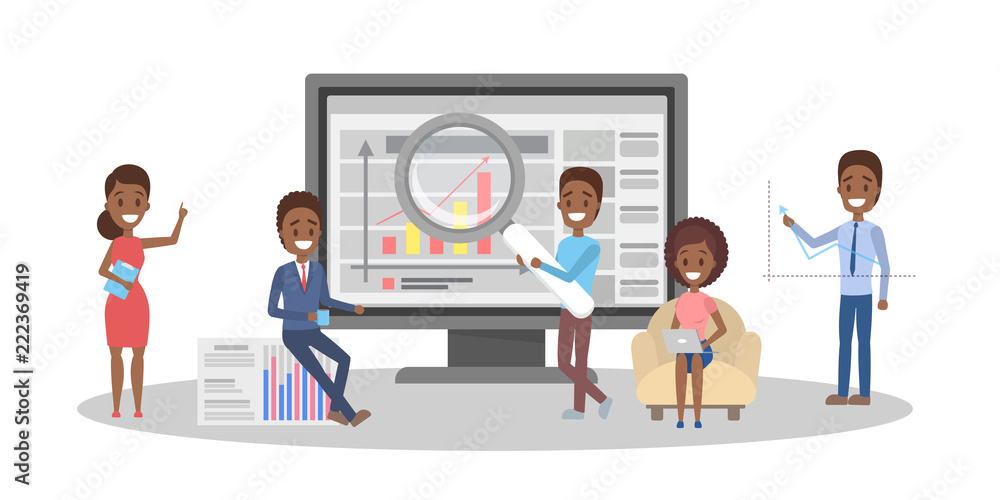People making business analysis on the laptop People making business analysis on the laptop