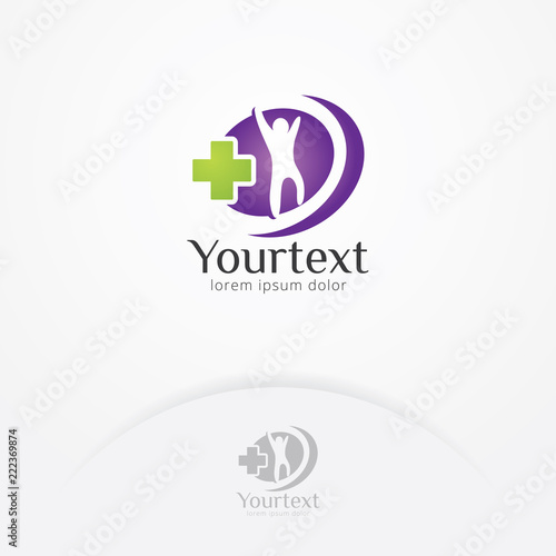 Healthy logo design, Health symbol with silhouette of people. Health clinic logo template