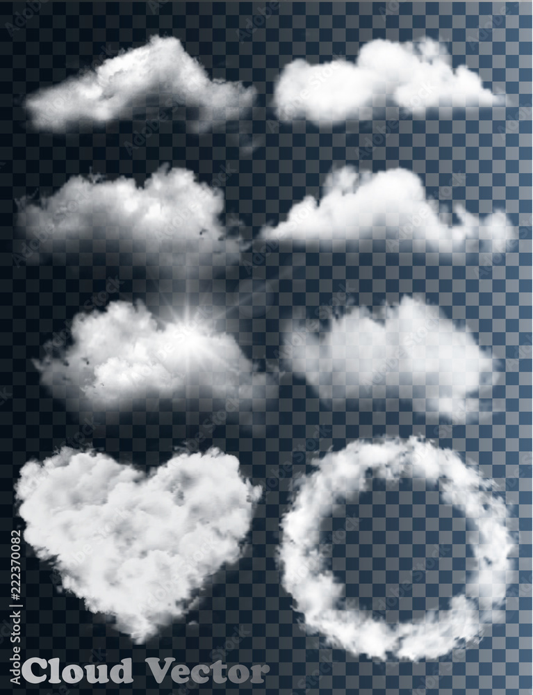 Transparent set of cloud vectors Transparent set of cloud vectors