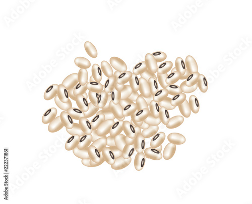 Organic soybeans on white background isolated