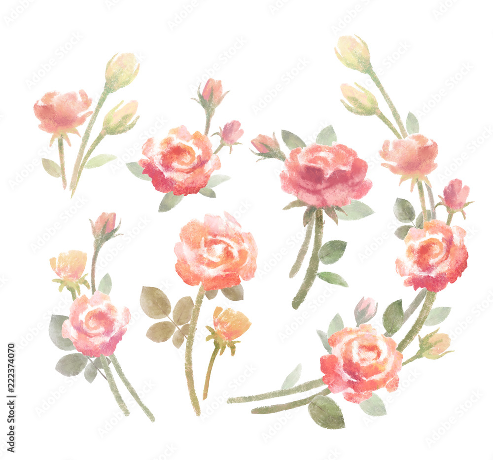 Watercolor florals hand painted bouquets lush Vector Image