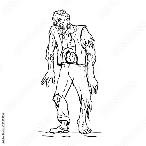 Zombie Walking Front Drawing