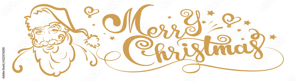 Obraz premium Merry Christmas - Christmas card with Santa Claus, banner, vector image
