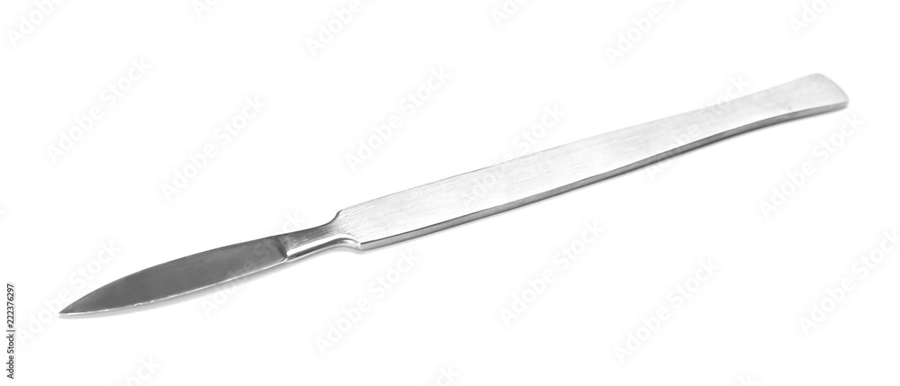 Surgical scalpel on white background. Medical tool Surgical scalpel on white background. Medical tool