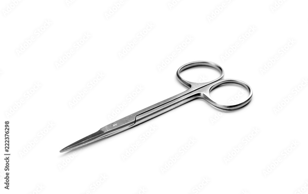 Surgical scissors on white background. Medical tool Surgical scissors on white background. Medical tool