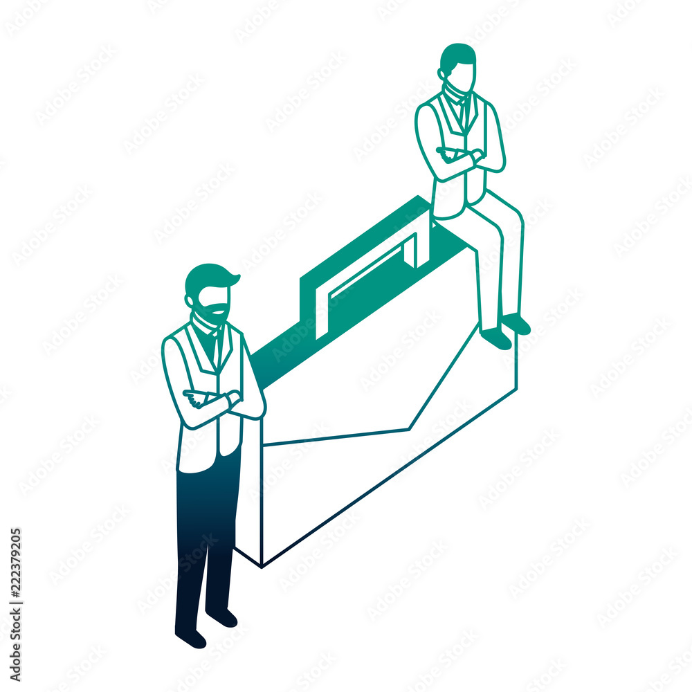 elegant businessmen with portfolio character icon elegant businessmen with portfolio character icon