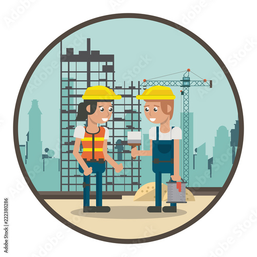 Geometric workers cartoons