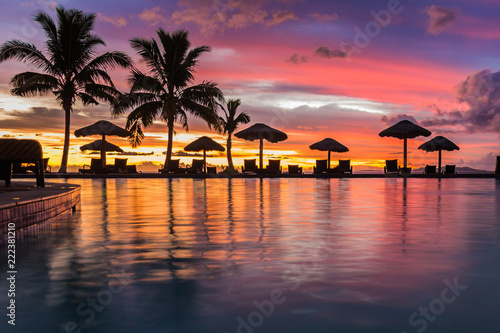 Sunset reflecting in the water in Fiji