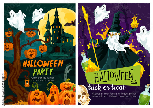 Halloween trick or treat night celebration poster