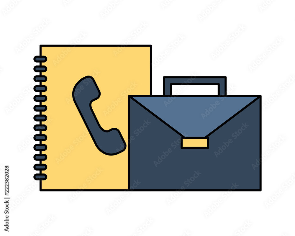 portfolio briefcase with phonebook isolated icon portfolio briefcase with phonebook isolated icon
