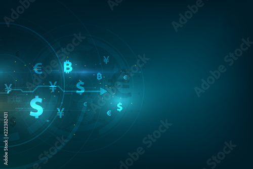 Money transfer. Global Currency. Stock Exchange. Stock vector illustration.