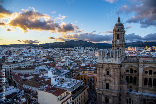 Malaga Spain At Sunset