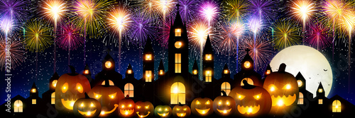 ハロウィン　城　秋　背景 