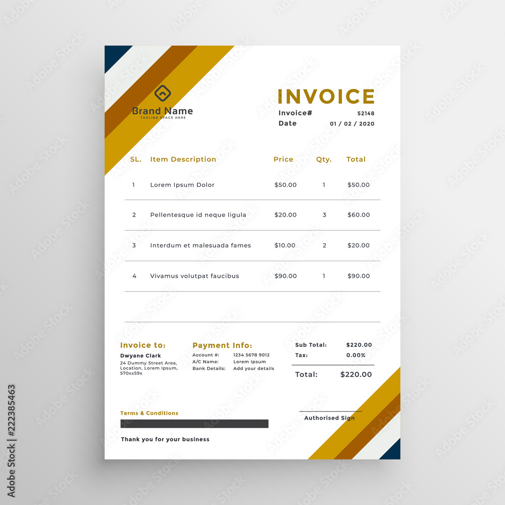 professional clean invoice template design