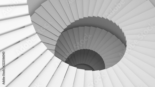 Fototapeta Naklejka Na Ścianę i Meble -  Structure of white spiral staircase or tunnel in digital data technology concept. 3d abstract illustration.
