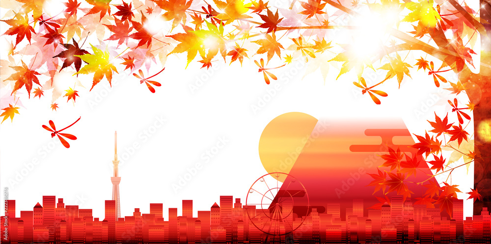 紅葉 富士山 秋 背景 Stock Vector Adobe Stock