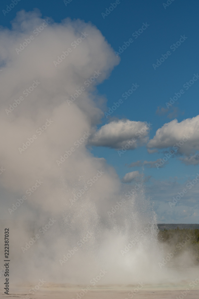 Geyser Erupts with Large Spray