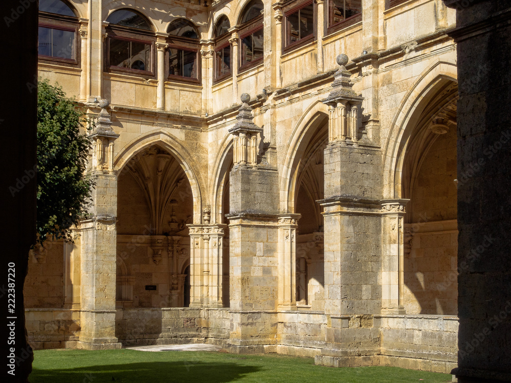 Courtyard and cloister of the Royal Monastery (Real Monasterio) - San Zoilo, Castile and Leon, Spain