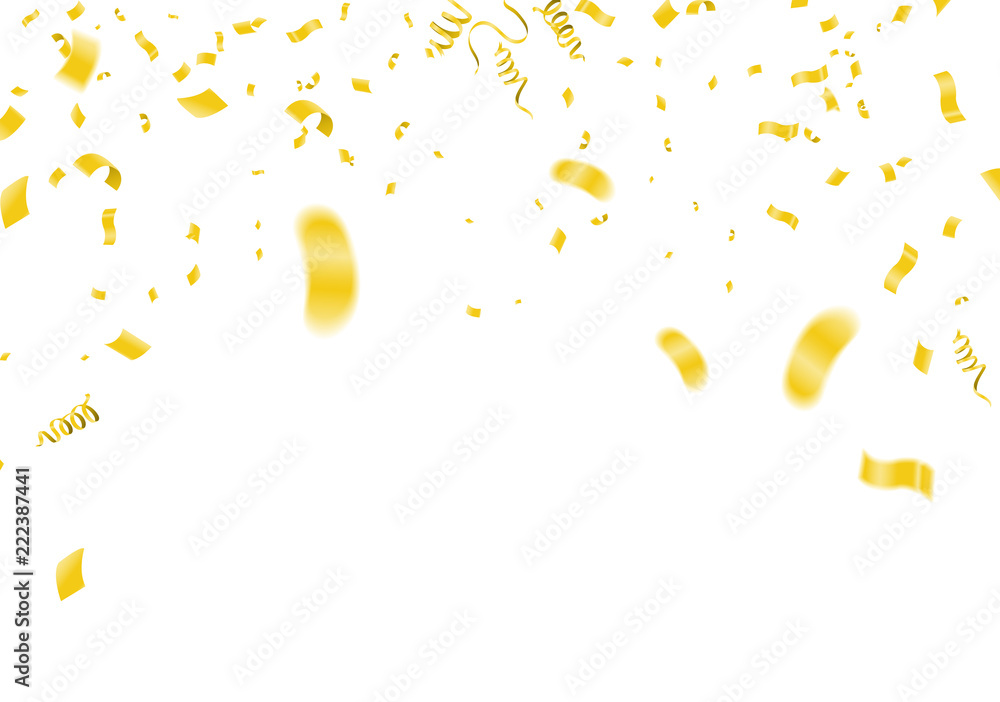 Golden Confetti Falling On White Background. Vector Illustration Golden Confetti Falling On White Background. Vector Illustration